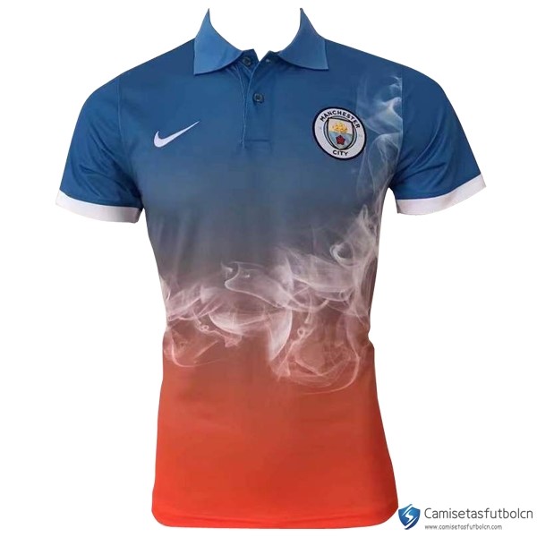 Polo Manchester City 2017-18 Azul Naranja